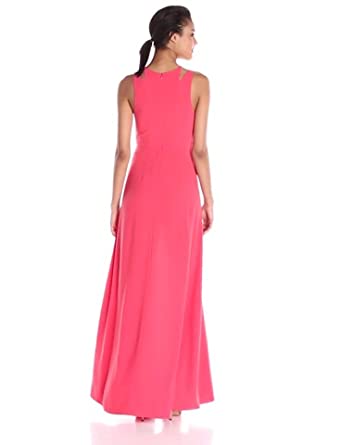 Price:$94.99    Halston Heritage Women's Sl Round Neck Gown W Oval Ring Hw & Hi-lo Skirt  Clothing