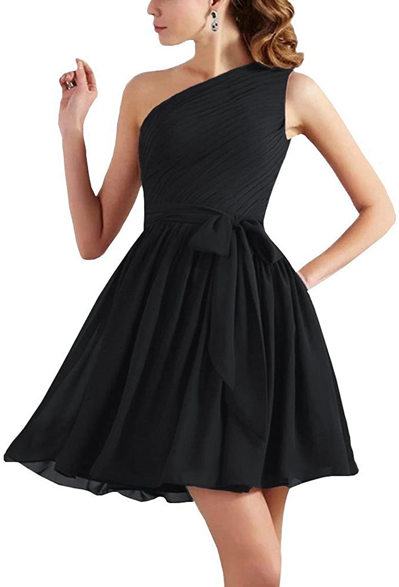 Price:$0.00 Sound of blossoming One Shoulder Chiffon Bridesmaid Dresses Short Homecoming Dress Mini Cocktail Prom Gown SOB268 at Amazon Women’s Clothing store