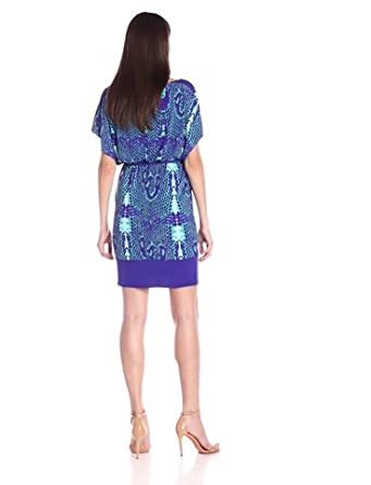 Price:$0.00    Sangria Women's Snake Print Dolman Blouson Shift, Blue/Multi, 6  Clothing