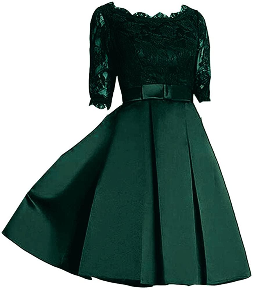 Price:$72.99    Snow Lotus Women's The Sleeve Lace Knee-Length Bridesmaid Dresses  Clothing