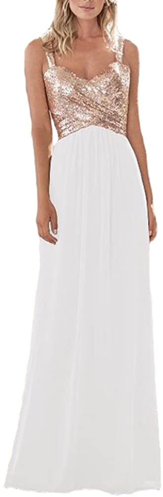 Price:$59.99    Lilyla Women's Rose Gold Long/Short Bridesmaid Dress A Line Maid Of Honor Dress  Clothing