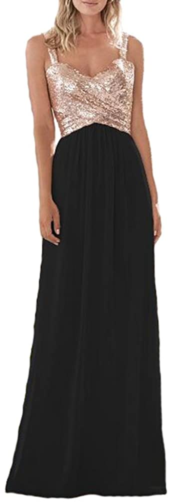 Price:$59.99    Lilyla Women's Rose Gold Long/Short Bridesmaid Dress A Line Maid Of Honor Dress  Clothing