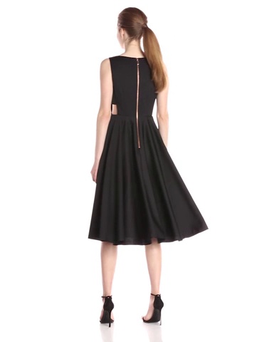Price:$175.00    Ted Baker Women's Lyxa Cut Out Full Skirt Midi Dress, Black, 3  Clothing