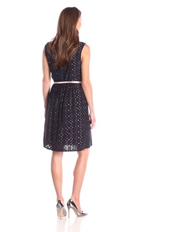 Price:$45.16    Connected Apparel Women's Stretch Eyelet Party Dress with Belt  Clothing