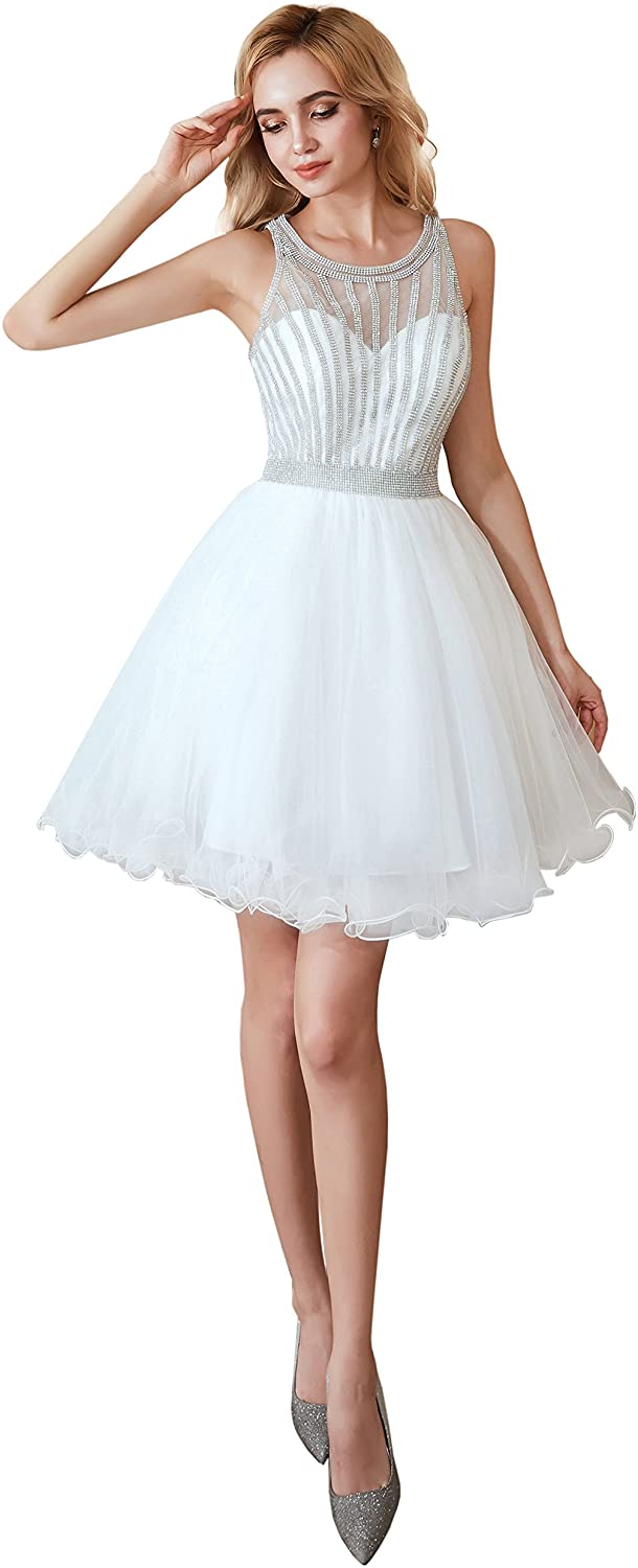 Price:$81.72 Adonis Pigou Women's Short Prom Dress Chain Crystals Bridesmaids' Dresses Gown at Amazon Women’s Clothing store