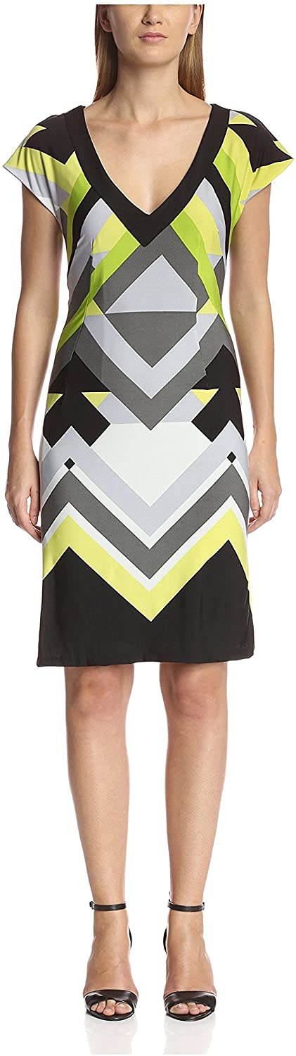 Price:$38.84    Melissa Masse Women's V-Neck Printed Shift Dress  Clothing