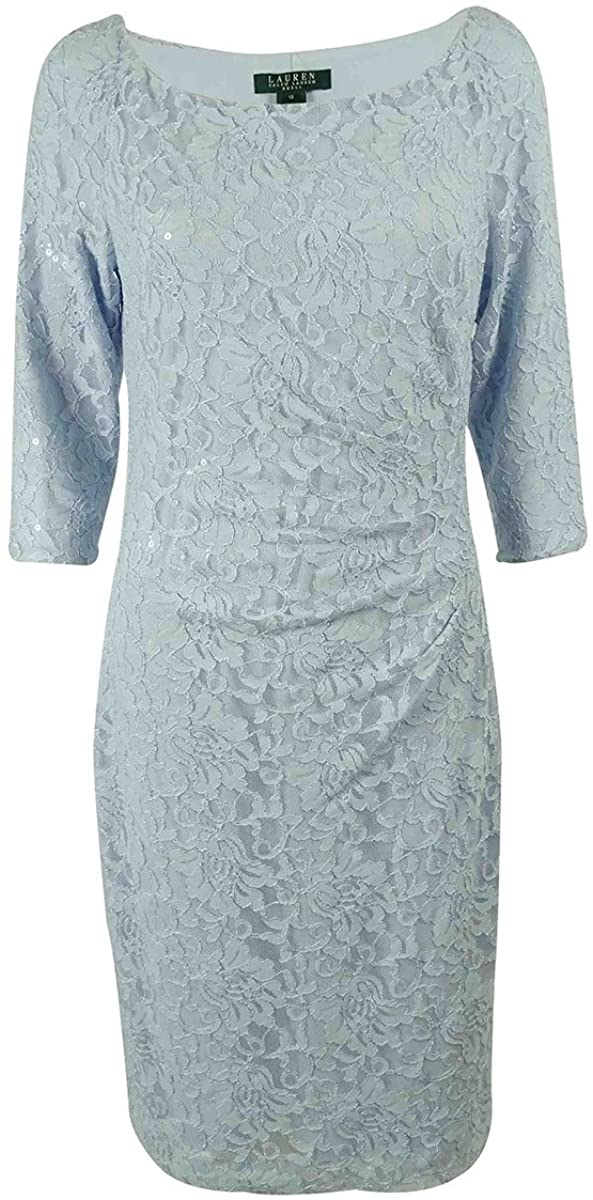 Price:$170.00    Ralph Lauren Women's Pale Blue Spring Lace Sequin Cocktail Dress 10  Clothing