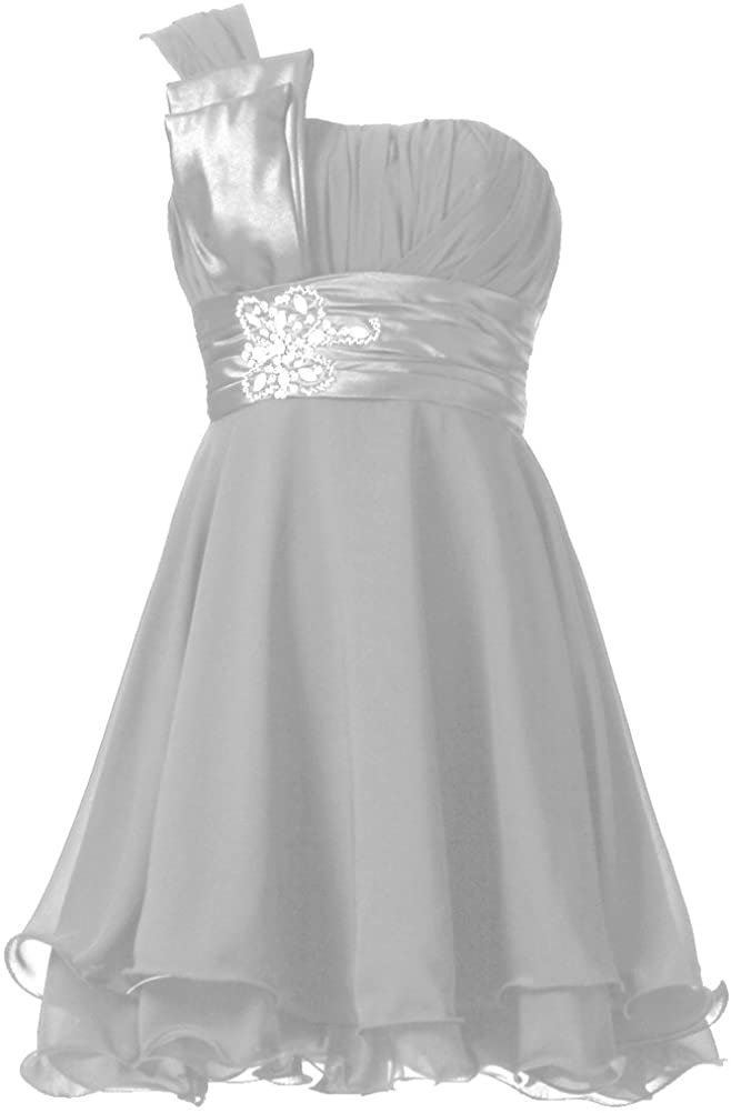 Price:$25.98    ANTS Women's One Shoulder Chiffon Short Homecoming Cocktail Dress  Clothing