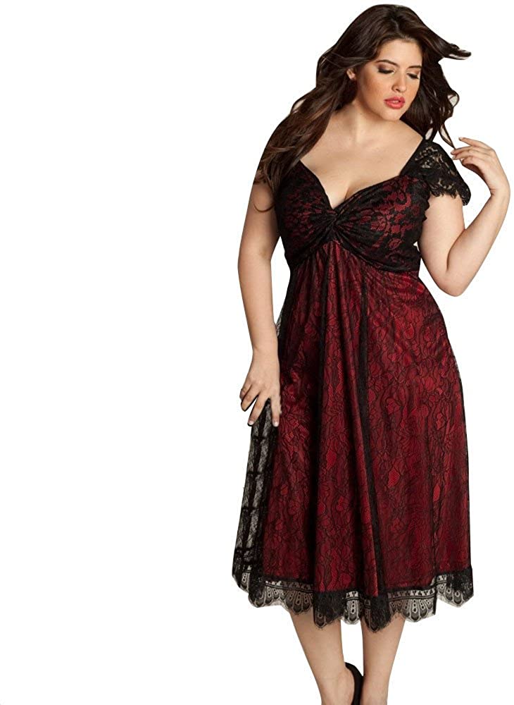 Price:$10.50 AmyDong Women Dress, Lace Long Dress Plus Size Dress Sleeveless Prom Gown at Amazon Women’s Clothing store