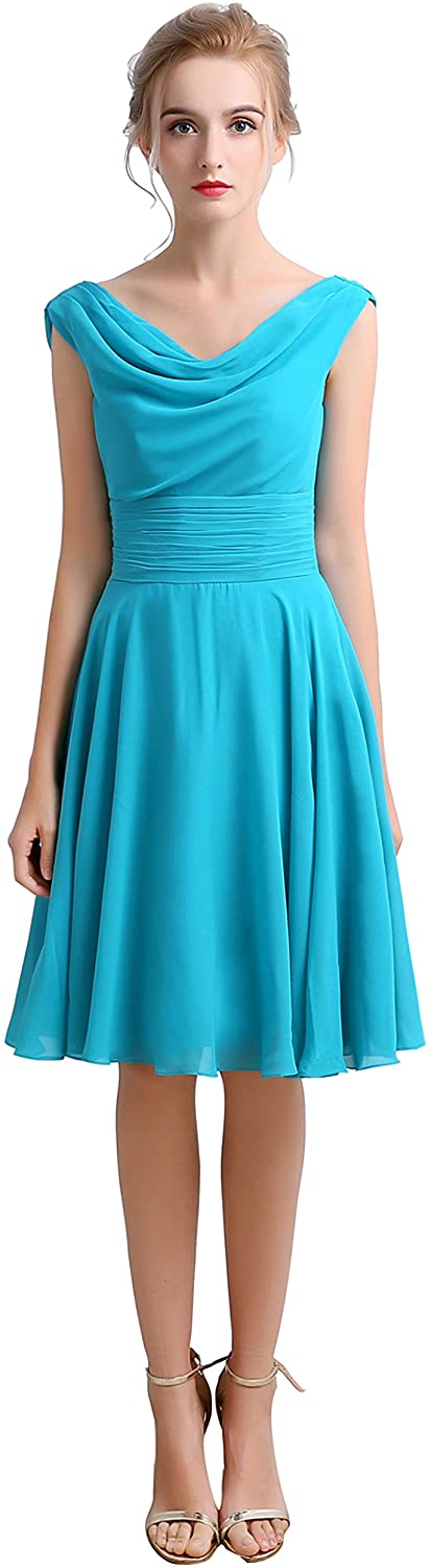 Price:$0.00 ThaliaDress Short Chiffon Draped Neck Backless Prom Gown Bridesmaid Dress T101LF at Amazon Women’s Clothing store