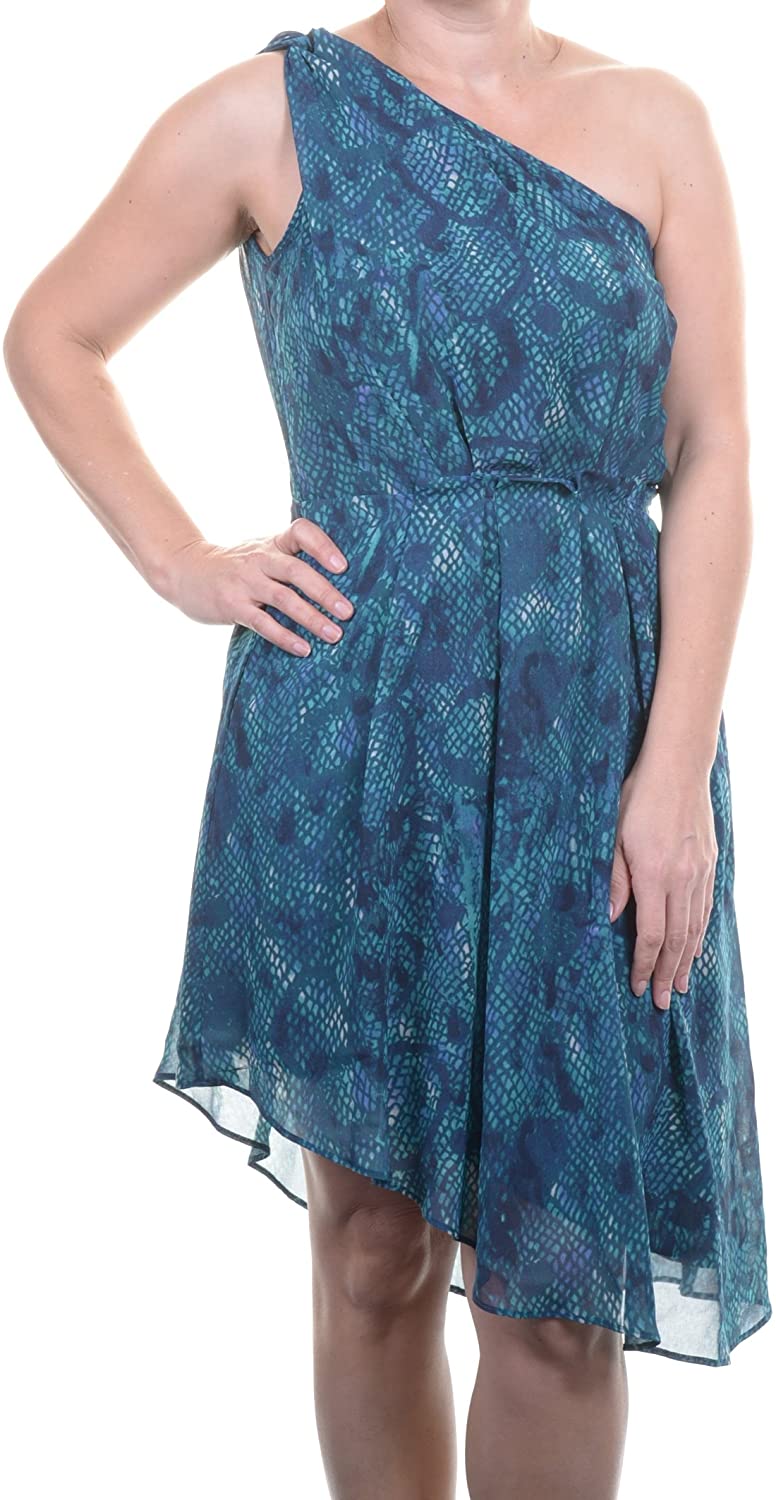 Price:$19.99    Rachel Rachel Roy Womens Printed One Shoulder Cocktail Dress Green 8  RACHEL Rachel Roy  Clothing