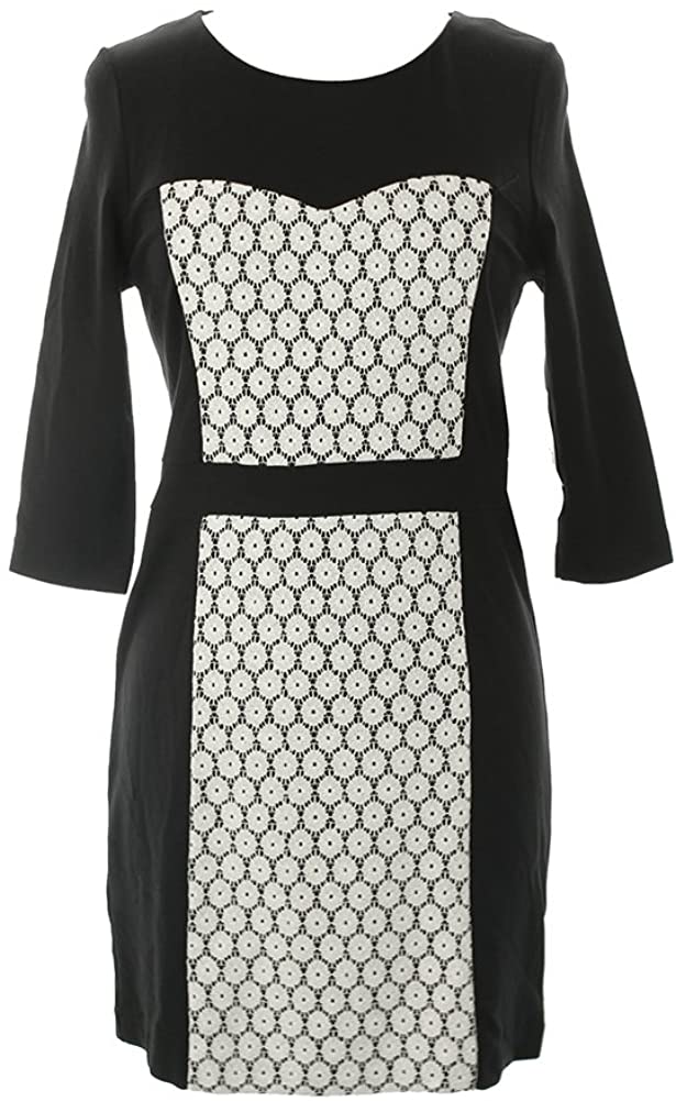 Price:$15.99    Kensie Womens Ponte Lace Panel Cocktail Dress B/W S  Kensie  Clothing