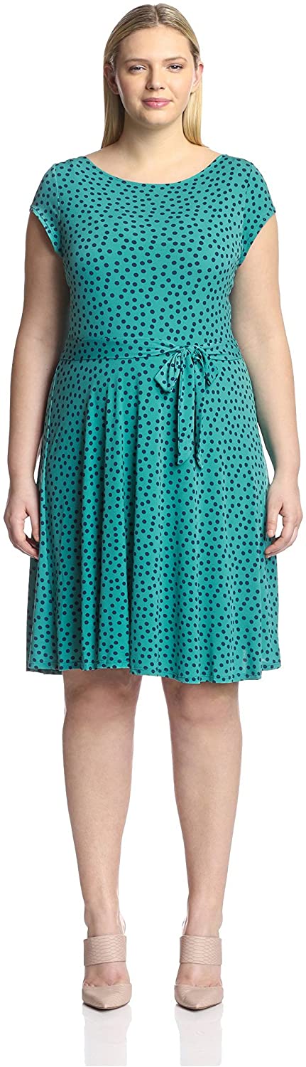 Price:$56.08    Leota Plus Women's Ilana Cap Sleeve Dress, Jade Dot, 3X  Clothing