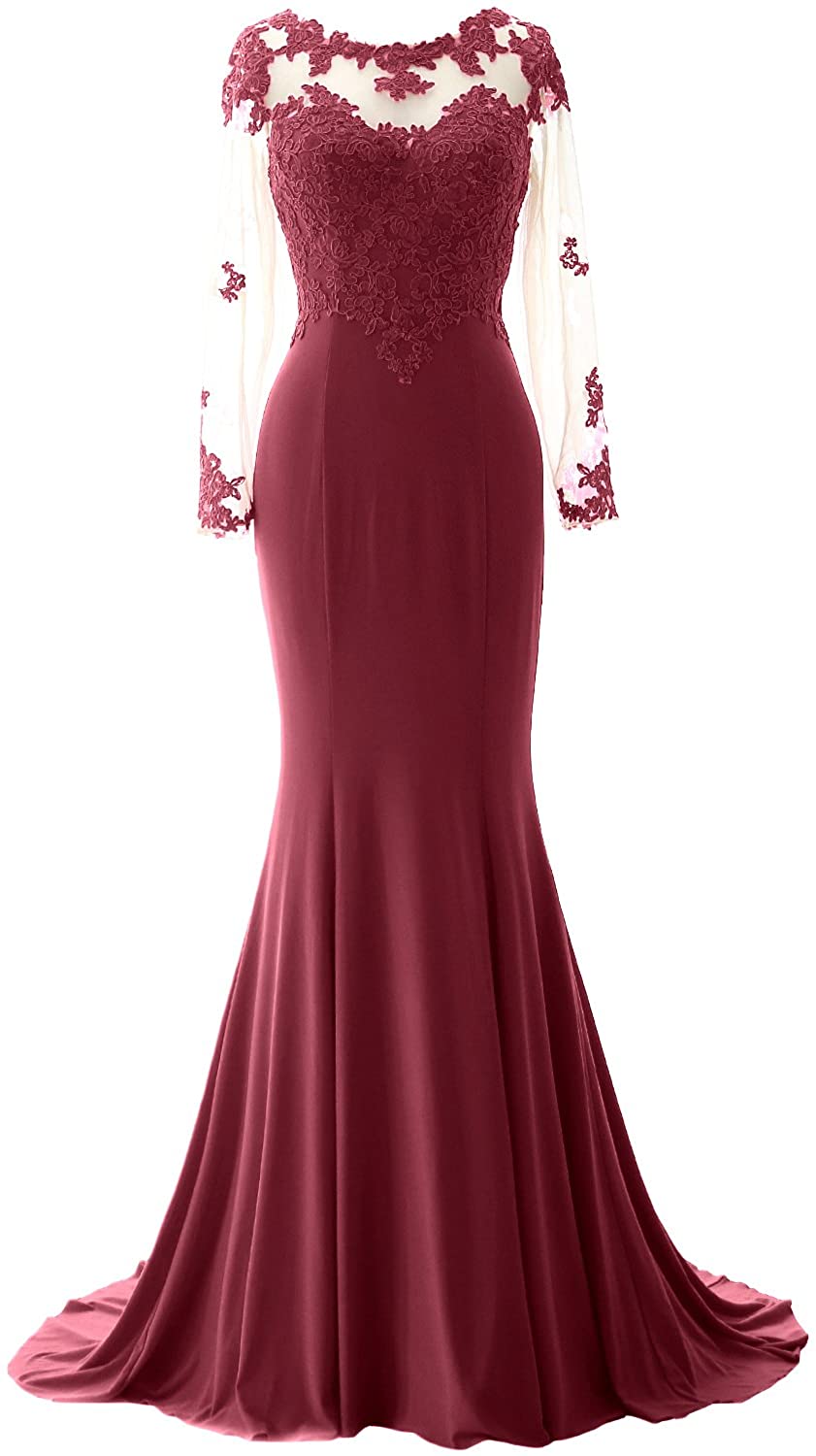 Price:$129.00 MACloth Women Mermaid Lace Evening Gown Long Sleeves Mother of The Bride Dress at Amazon Women’s Clothing store