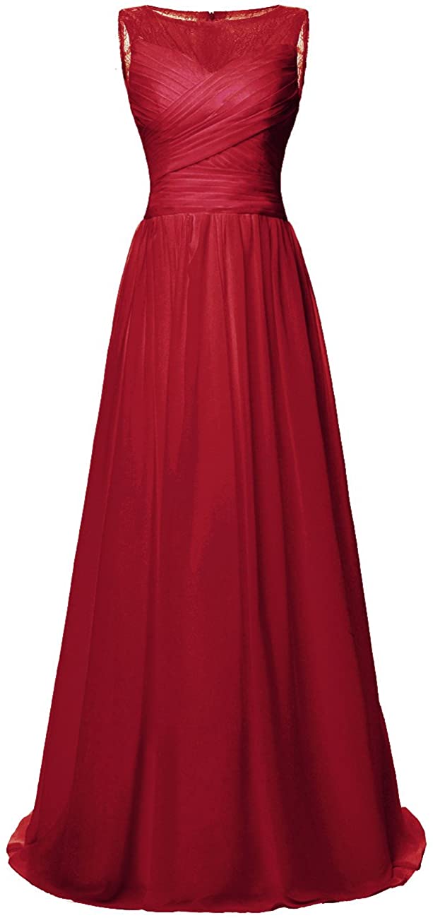 Price:$0.00    JAEDEN Lace Long Prom Dress Chiffon Bridesmaid Dress for Party Sleeveless Pleat  Clothing