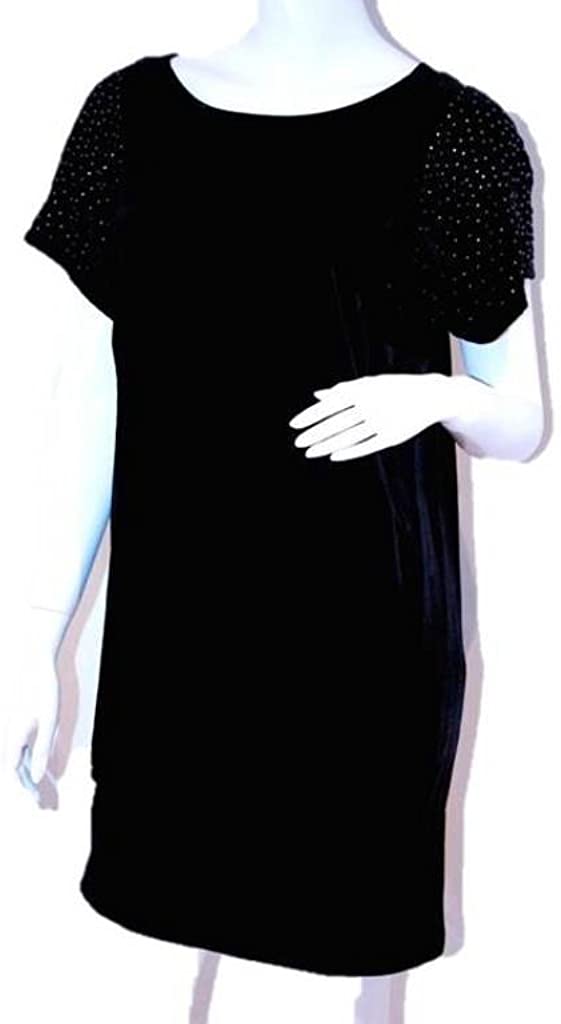 Price:$69.97    7 for ALL Mankind Diamond Studded Velvet Dress, Black, S  Clothing