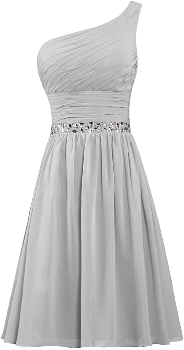 Price:$29.99    ANTS Women's One Shoulder Bead Chiffon Short Prom Cocktail Dress  Clothing