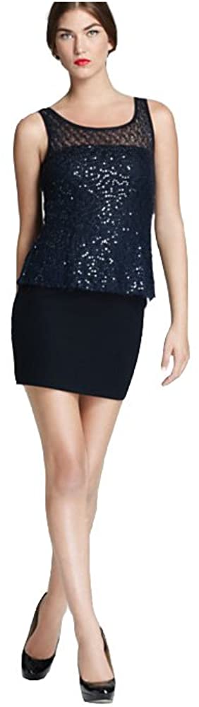 Price:$142.00    Bailey 44 Peplum Vision of Disorder Sequin Dress, Navy, 0  Clothing