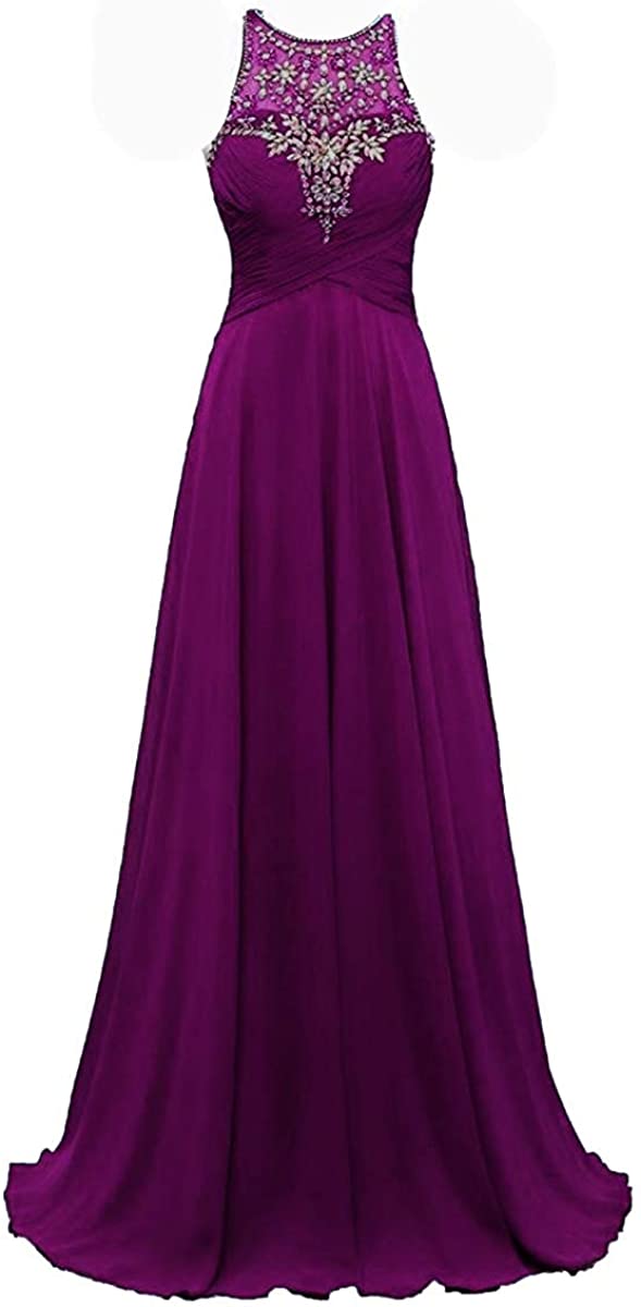 Price:$0.00    MEILISAY Meilishuo Women's High Neck Beaded Bridesmaid Dress Long Prom Party Dress  Clothing