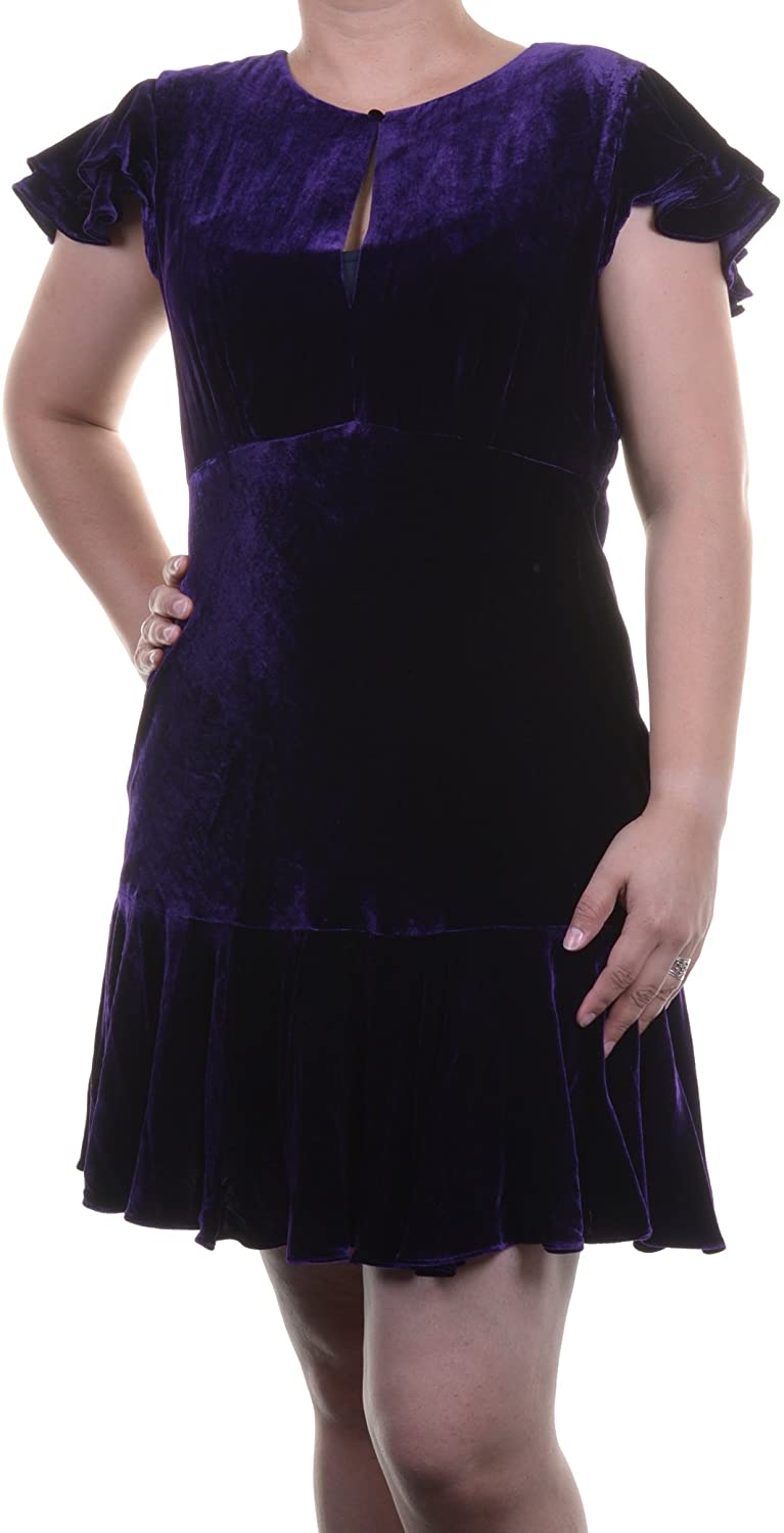 Price:$46.99    Polo Ralph Lauren Women's Flutter-Sleeve Velvet Dress Size 8 Purple  Polo Ralph Lauren  Clothing