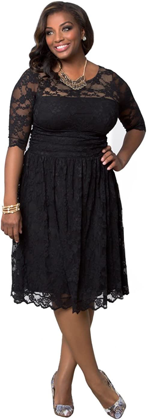Price:$128.00 Kiyonna Women's Plus Size Scalloped Luna Lace Dress at Amazon Women’s Clothing store