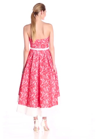 Price:$222.18    JS Boutique Women's Strapless Lace Brocade W/Hi Lo Solid Contrast Banded Hem  Clothing