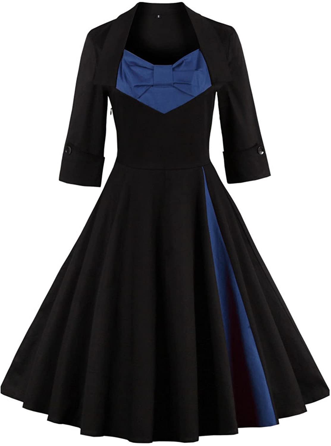 Price:$0.00    Babyonline Women Vintage Dresses 3/4 Sleeves 1950s Retro Rockabilly Costume  Clothing