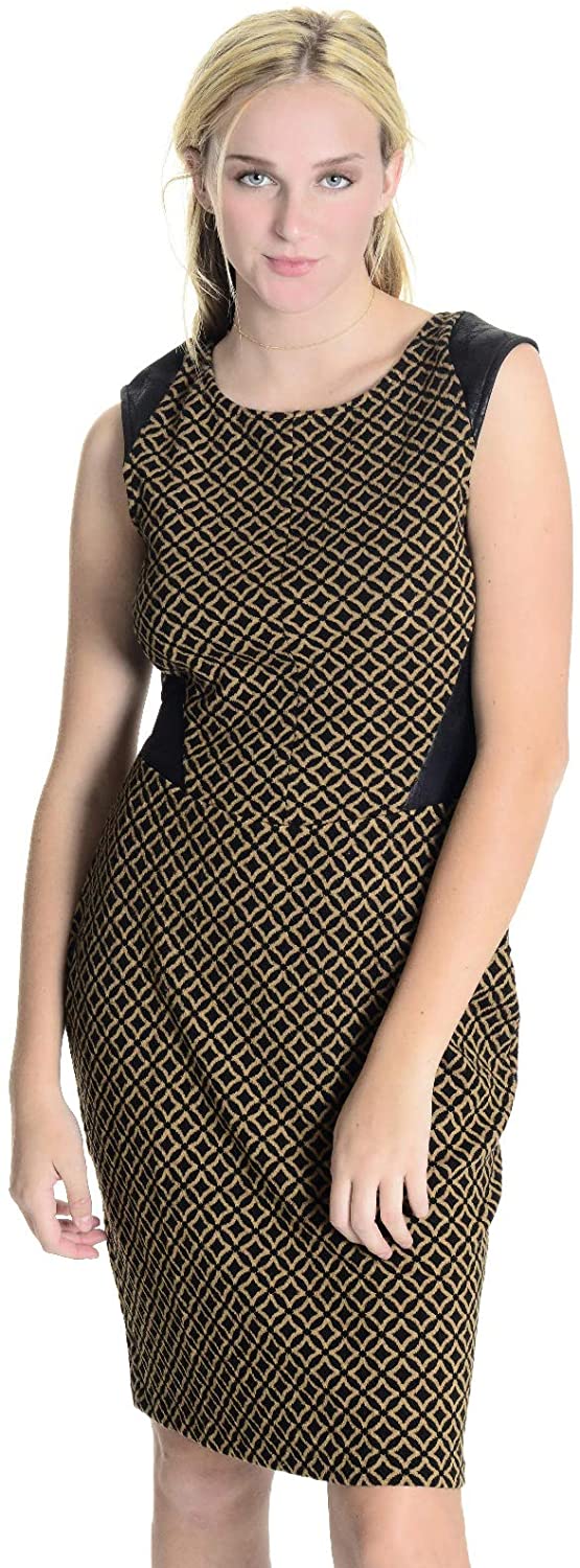 Price:$120.00    Weston Wear Women's Isela Ponte Knit Sheath Dress in Gold/Black, Large  Clothing