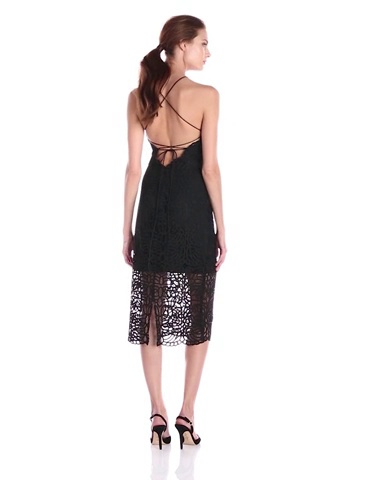 Price:$350.55    Cynthia Rowley Women's Black Lace Dress with Halter Tie, 12  Clothing