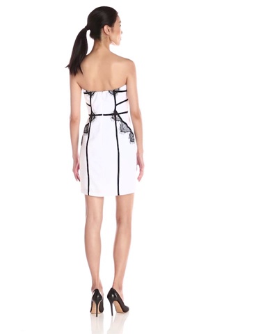Price:$80.28    Minuet Women's Strapless Lace Detail Fitted, White/Black, Small  Clothing