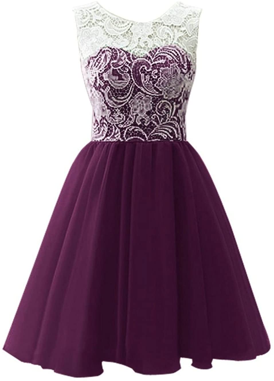 Price:$49.00    RohmBridal Women's Short Lace Tulle Prom Homecoming Dress  Clothing
