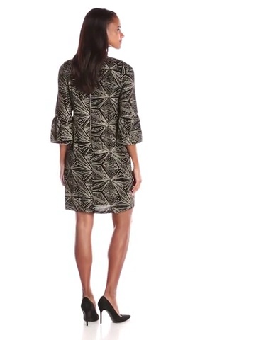 Price:$39.00    AGB Women's Bell Sleeve Sheath Glitteratti Dress, Gold, 14  Clothing