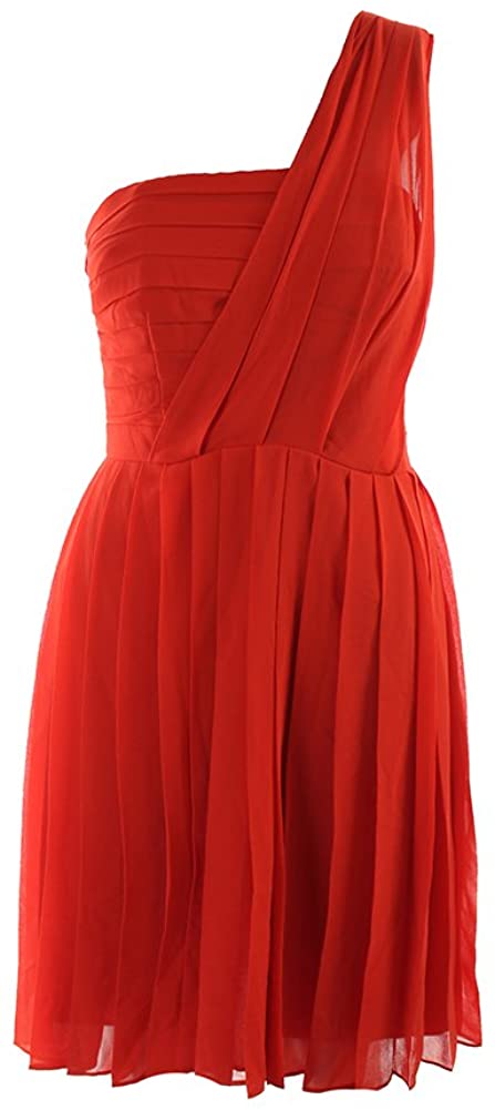 Price:$16.95 RACHEL Rachel Roy Women's One Shoulder Pleated Dress (4, Chili) Orange at Amazon Women’s Clothing store