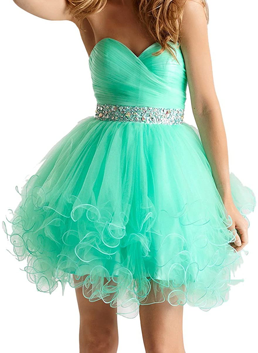 Price:$52.99    KARMA PROM Women's Mini Princess Strapless Homecoming Cocktail Gown Party Dress us2 Mint Green  Clothing