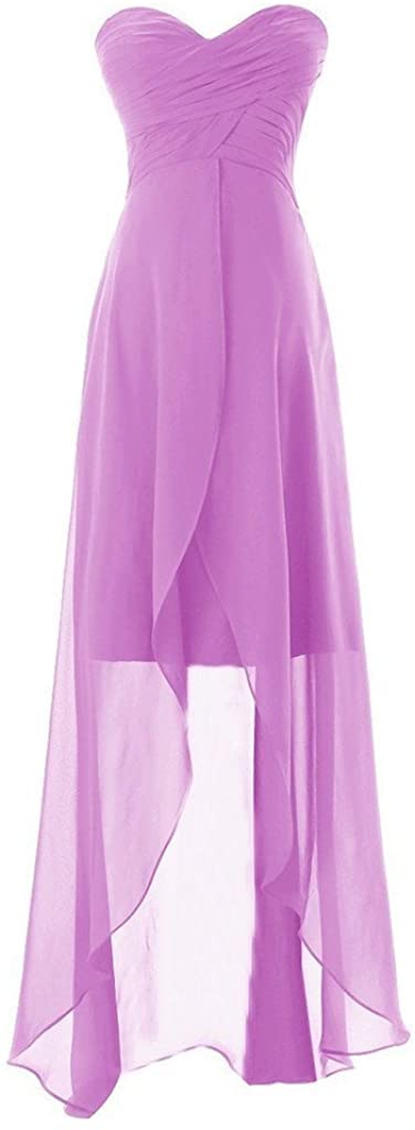 Price:$69.99    SDRESS Women's Strapless Sweetheart Pleated High Low Chiffon Prom Party Dress Lilac Size 4  Clothing