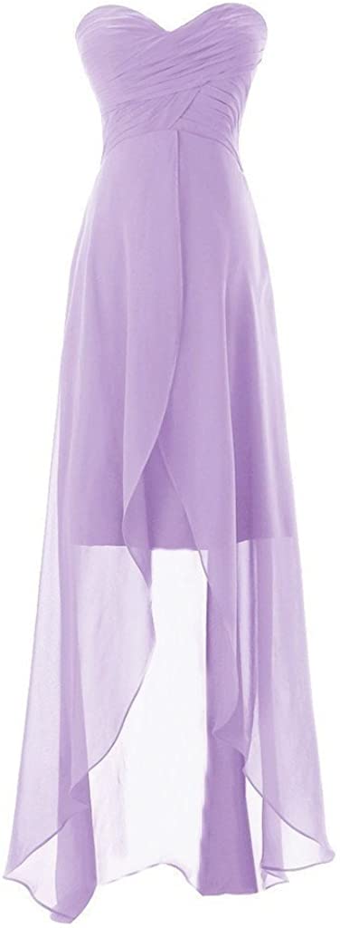 Price:$69.99    SDRESS Women's Strapless Sweetheart Pleated High Low Chiffon Prom Party Dress Lavender Size 18  Clothing