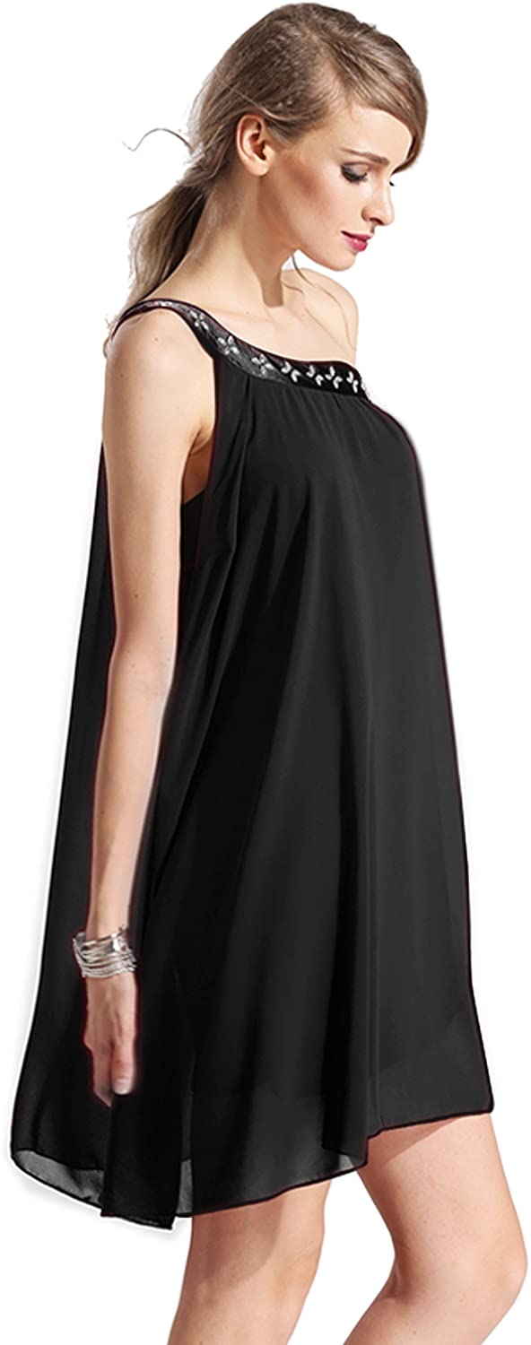 Price:$10.90    VOG Women Chiffon One Shoulder Loose Short Party Dress  Clothing