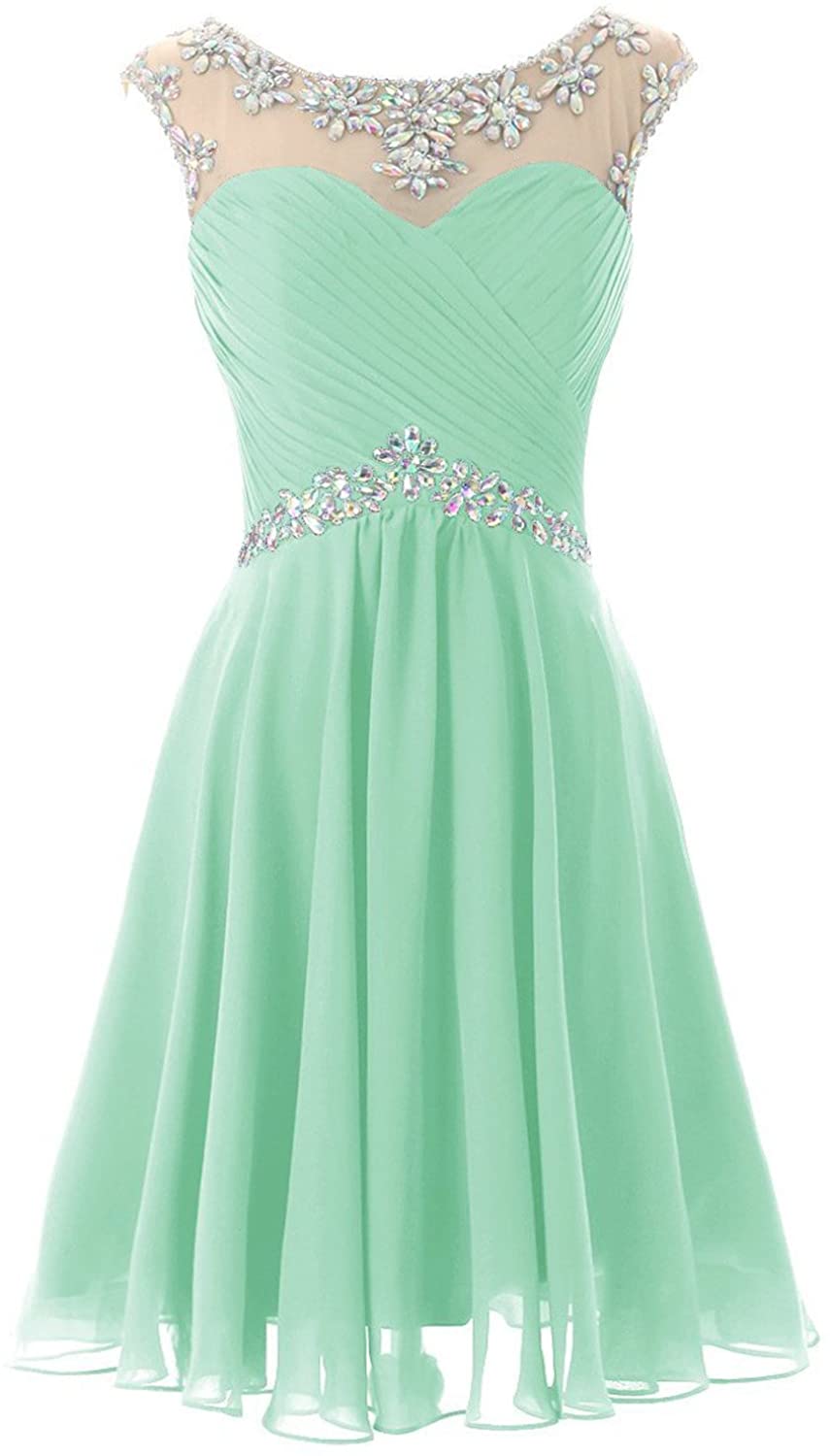 Price:$0.00    Belle House Women's Short Chiffon Beading Homecoming Dress Straps Prom Gown  Clothing