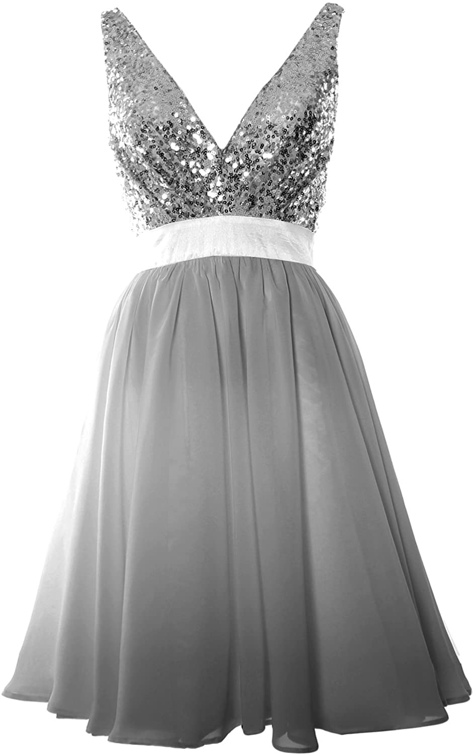 Price:$109.00 MACloth Short Bridesmaid Dresses Plunge V Neck Sequin Cocktail Party Formal Gown at Amazon Women’s Clothing store