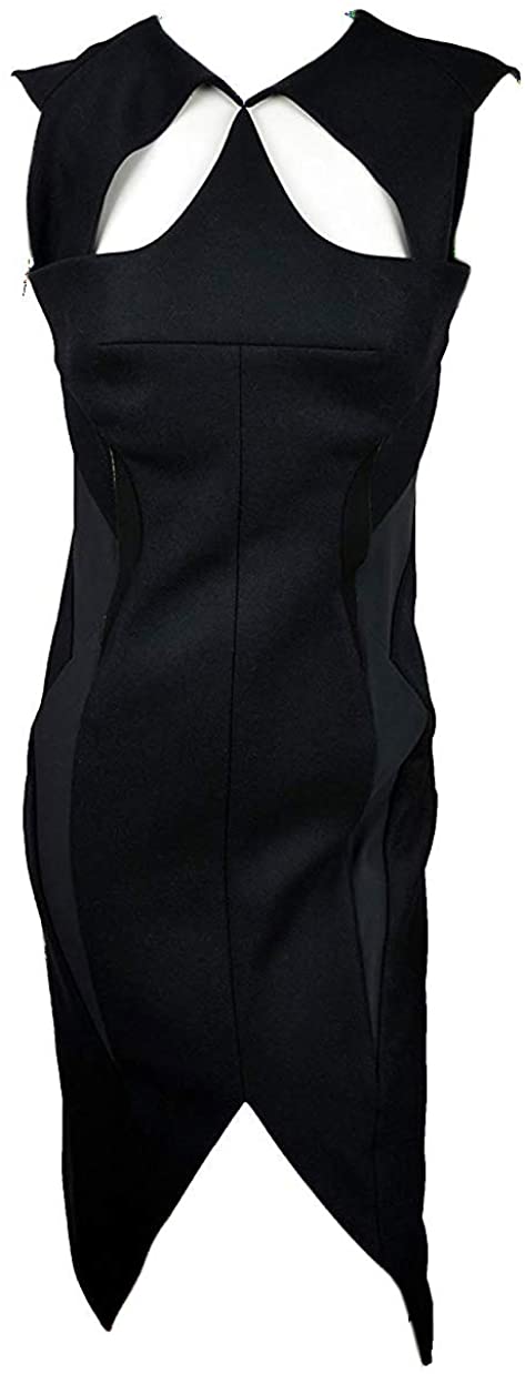 Price:$350.00    Mugler Women's Layered Cut Out Sheath Dress Black Size 40 US 10/M  Clothing