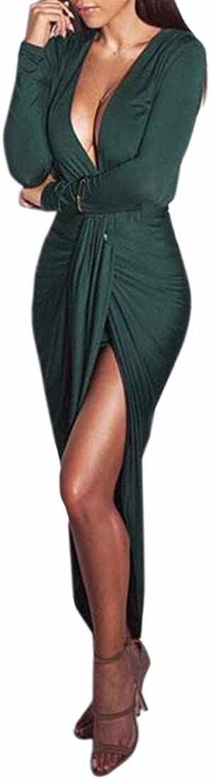 Price:$0.00    Beautifulapparel Fashion Women V Neck Slim Package Hips Long Sleeve Dresses  Clothing