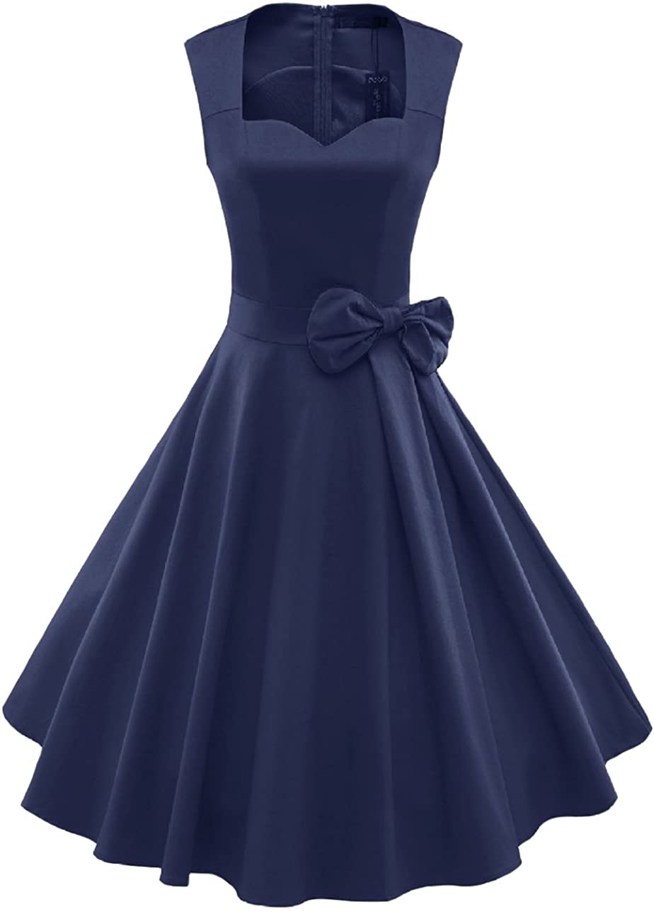 Price:$28.57    DAROJ Women's Vintage 1950's Capshoulder Deep-V Rockabilly Evening Swing Dress  Clothing