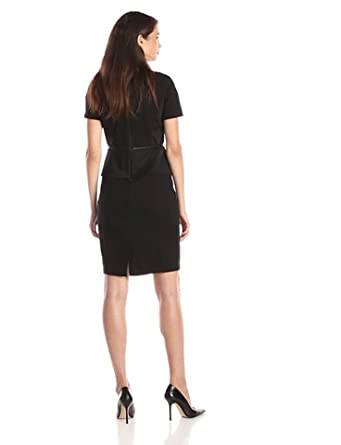 Price:$51.99    NYDJ Women's Bridget Peplum Ponte Dress, Black, 8  Clothing