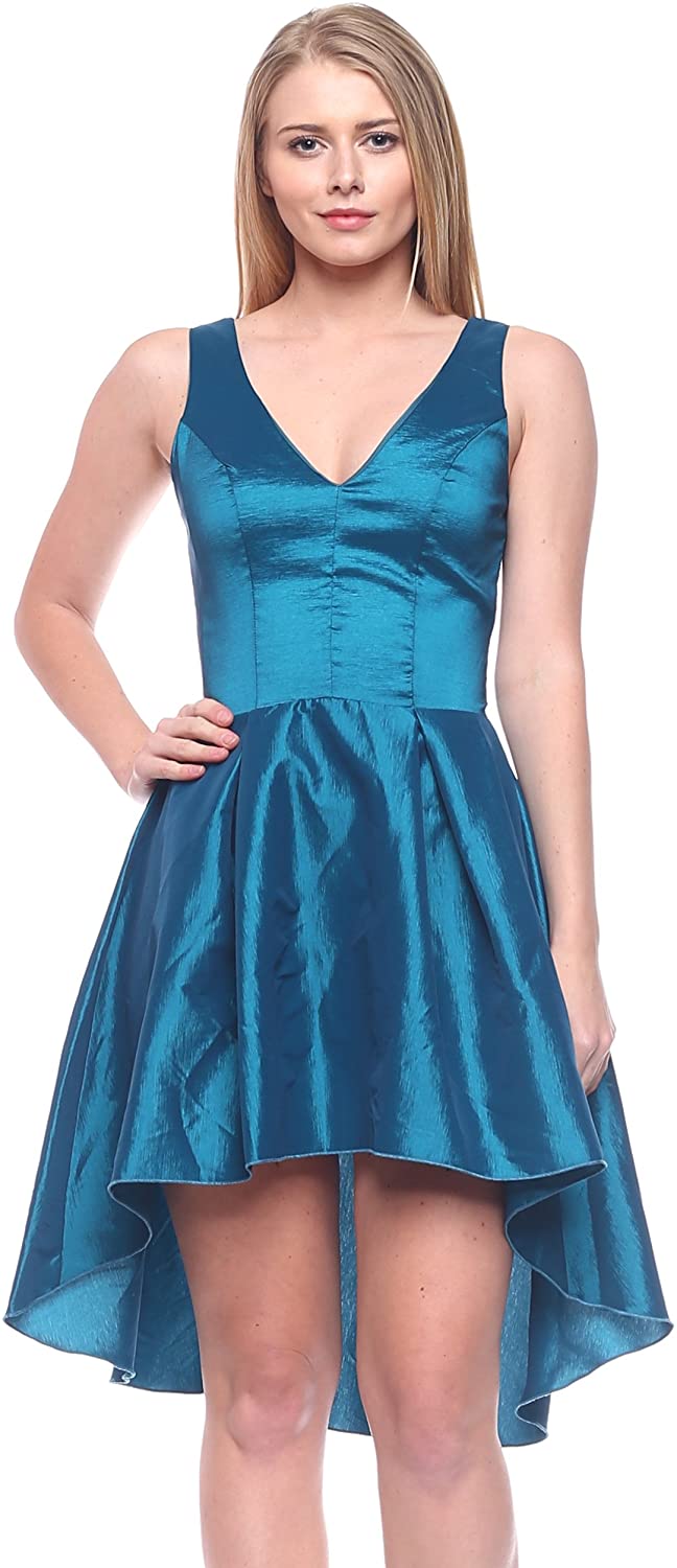 Price:$0.00    Vivid Speak-Chic Plain High-Low Dress  Clothing