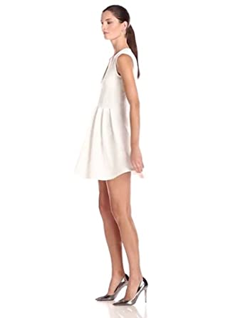 Price:$133.74    French Connection Women's Rocky Mountain Sleeveless Fit-and-Flare Dress, Summer White, 10  Clothing