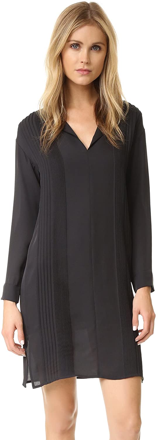Price:$92.99    Vince Women's Split Neck Pintuck Dress  Clothing