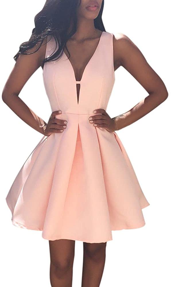 Price:$8.69    Womens Dresses,FTXJ Summer Deep V Neck Sleeveless Cocktail Party Dress  Clothing