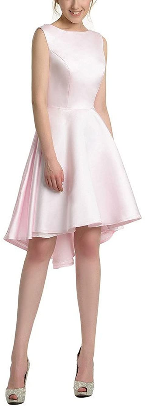 Price:$69.99    SDRESS Women's A-line Sabrina Neck High Low Satin Prom Party Dress  Clothing