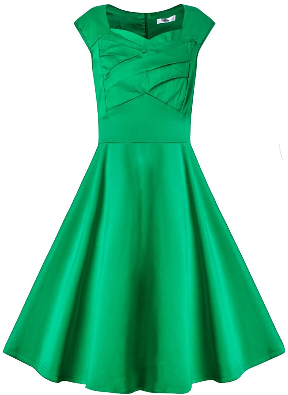 Price:$25.99    MisShow Women's 1950s Retro Vintage Cap Sleeve Party Swing Dress  Clothing