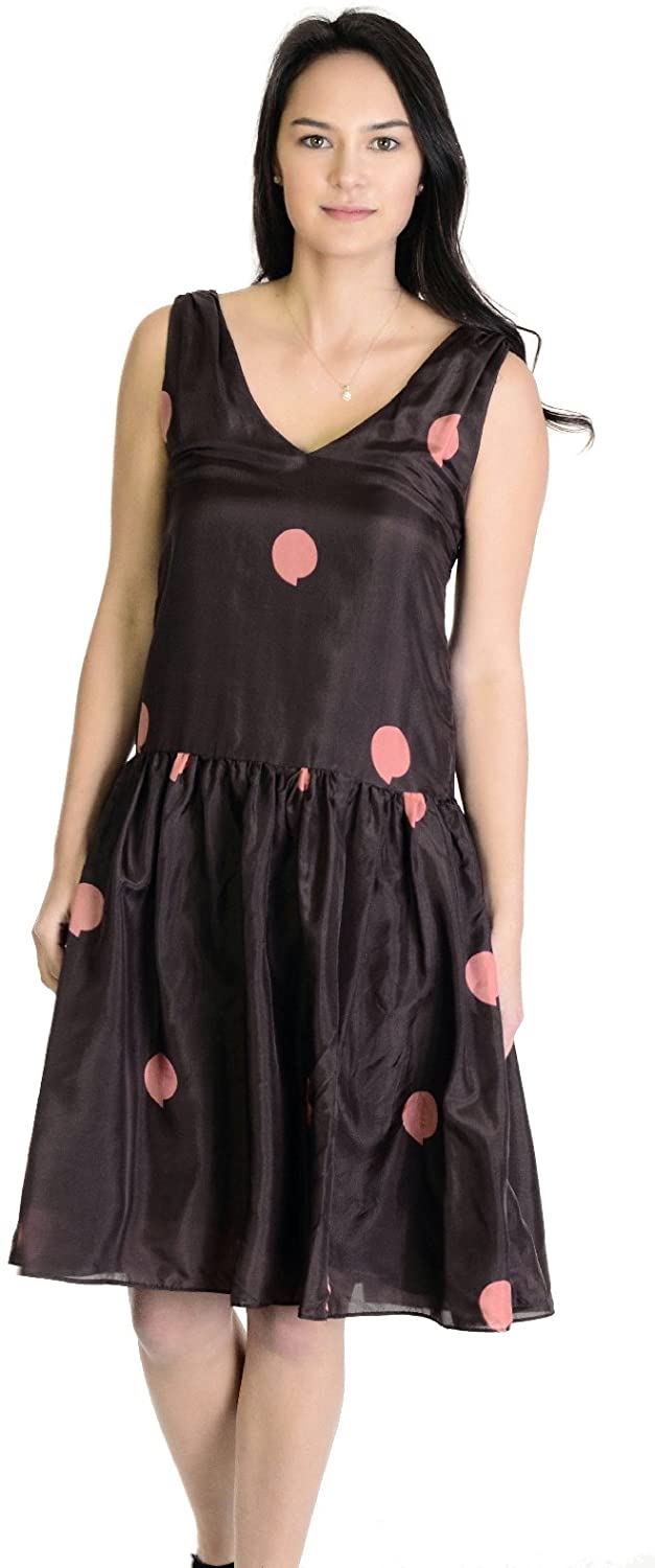 Price:$55.00    Cynthia Rowley Women's Sleeveless V Neck Dot Dress, Burgandy/Peach, 2  Clothing